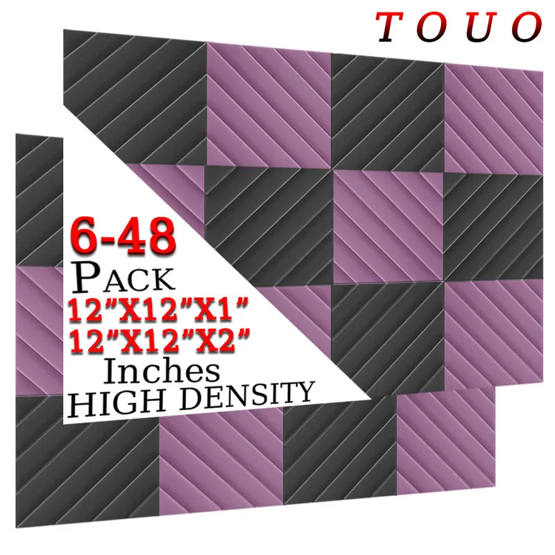 Акустическая пена TOUO 6-48 шт. Алмазная паза Звукопоглощающая Звуконепроницаемая