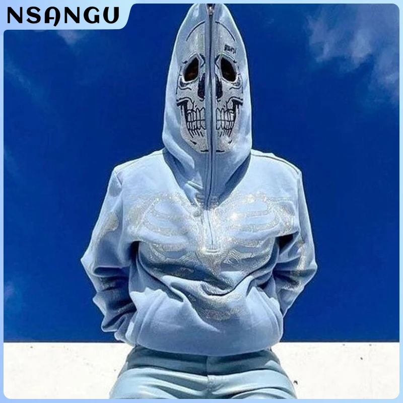 Женская толстовка с капюшоном Y2k в стиле эмо уличная одежда на молнии