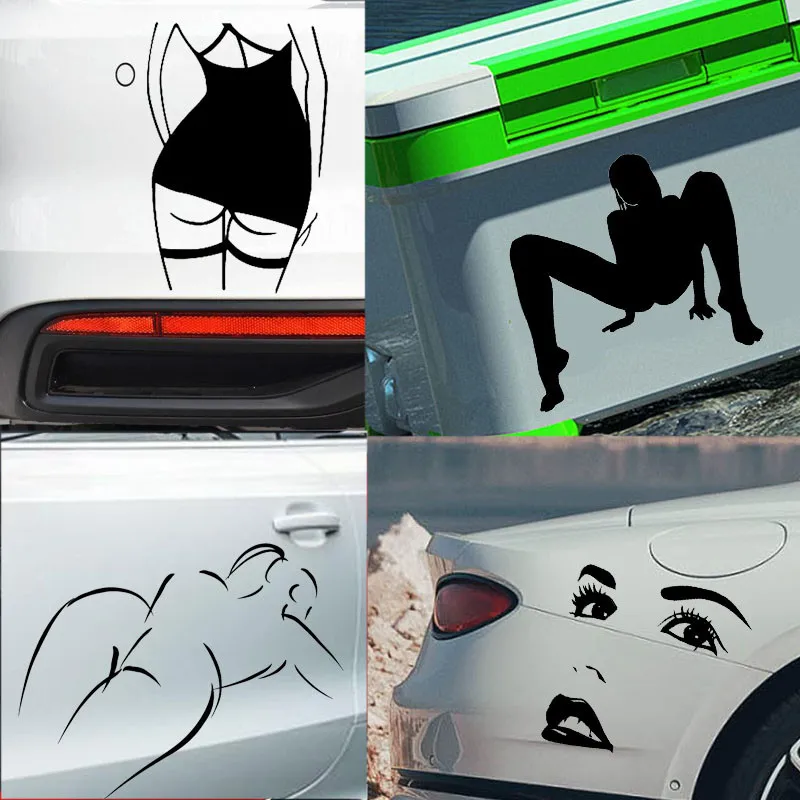 

White/Black Sexy Beauty Hot Temptation Girl DIY Decoration Decals For Car Door Headlight Brow Wheel Eyebrow Bodywork Car Sticker