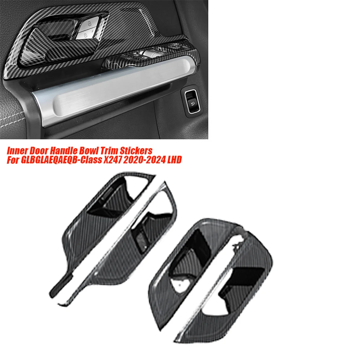 4 шт. наклейки на внутреннюю дверную ручку и раму для Mercedes-Benz GLB/GLA/EQA/EQB-Class X247 200 250