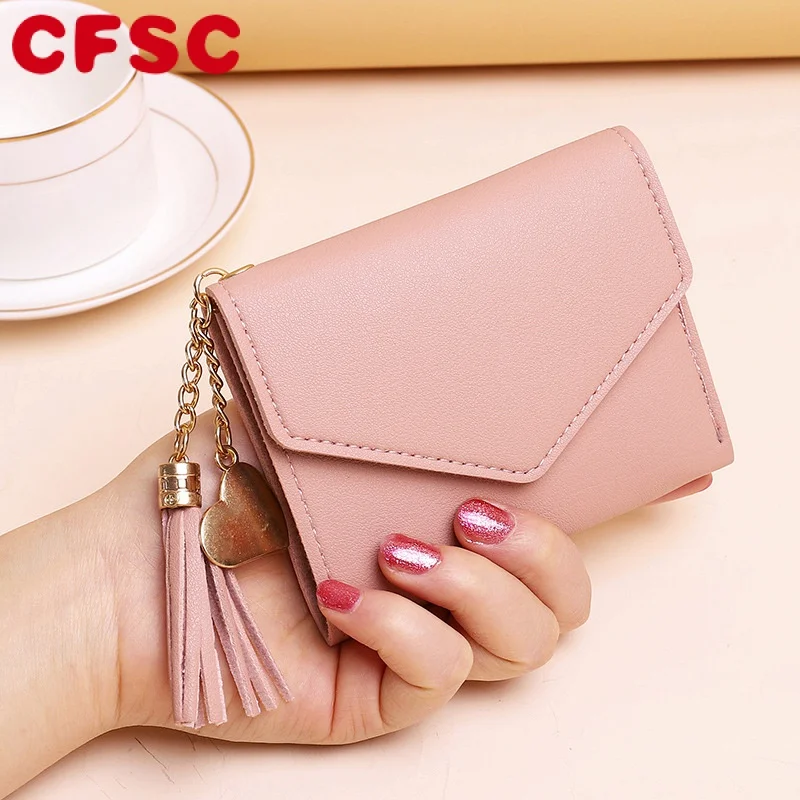 

Короткий кошелек с кисточкой для женщин, модный кошелек, женские мини-кошельки, шикарный кошелек для студентов, женский маленький кошелек д...