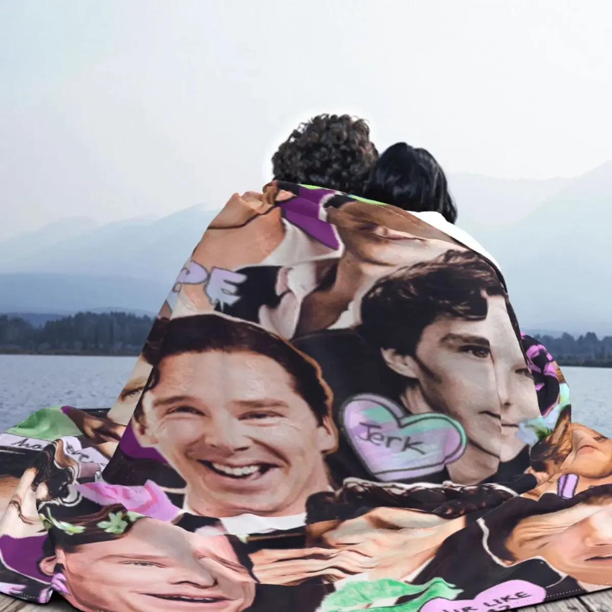 Покрывало на колено для спальни с коллажем 354