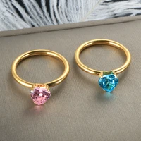 zmfashion love heart zircon ring colorful cz birthstone ring for women engagement wedding trendy fashion simple ring jewelry
