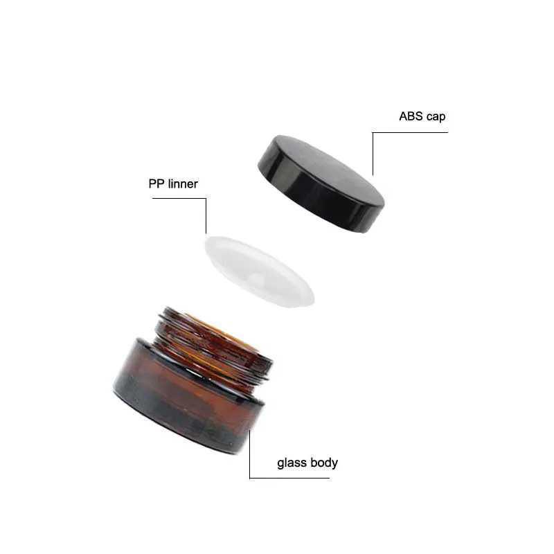3040 шт., 5 г, 10 г, маленькие янтарные стеклянные банки для крема с черной крышкой, Emtpy, мини-коричневая стеклянная банка для образцов, косметический горшок для рассыпчатой пудры (art.: 3920ce6f32a67) - 3920ce6f32a67