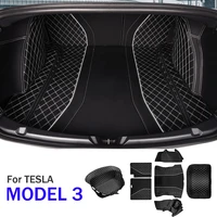 for tesla model 3 auto accessories leather pad cushion styling accessories car side bottom rear storage trunk boot mat