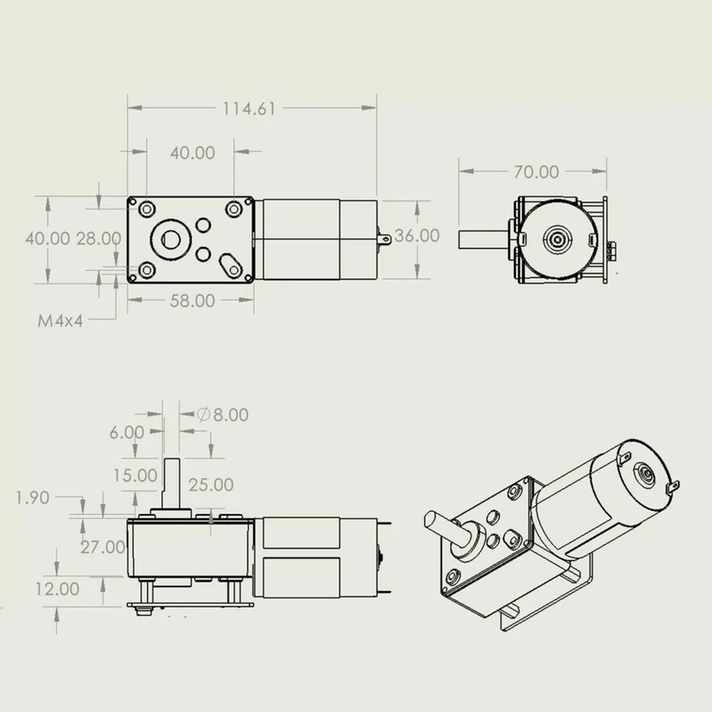 ASME-SQA 70 кг.см Сервопривод с высоким крутящим моментом Червячный редуктор
