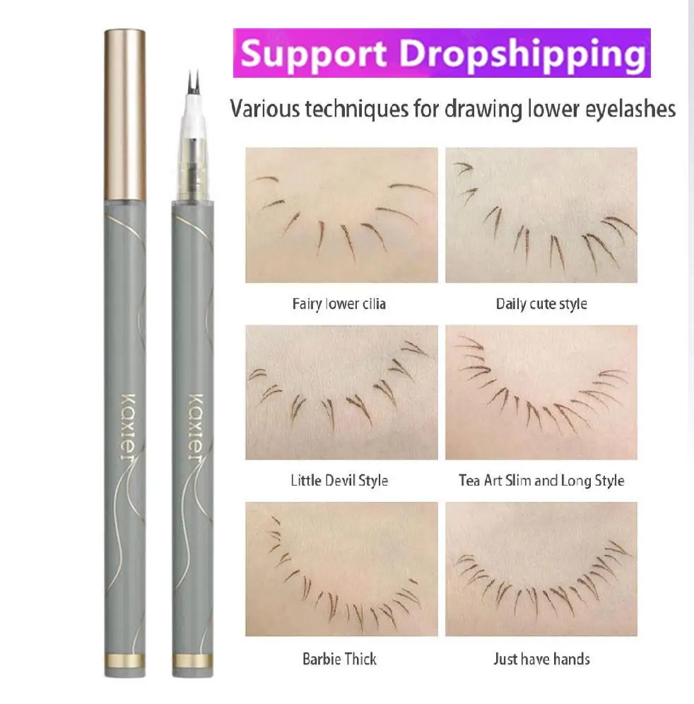

Waterproof 2 Fork Tip Lower Eyelash Pen Makeup Double Forked Liquid Eyeliner Pen Natural Black Brown Eye Brow Lower Lash Pencil