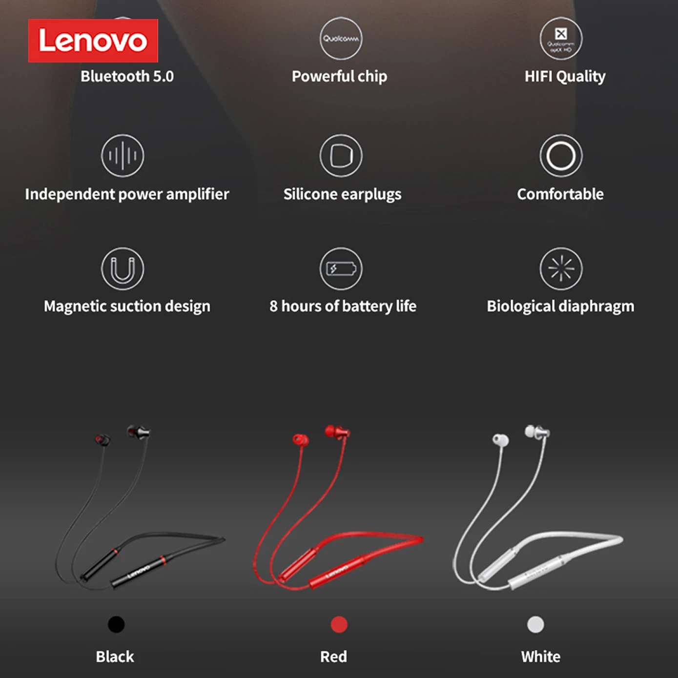 Беспроводные наушники Lenovo HE05X Bluetooth 5 0 магнитный шейный ремешок шумоподавление