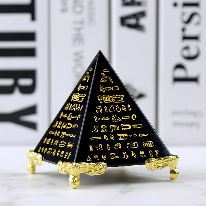 

Egypt Crystal Obsidian Pyramid Model Natural Energy Healing Feng Shui Home Decor Living Room Decoration Paperweight