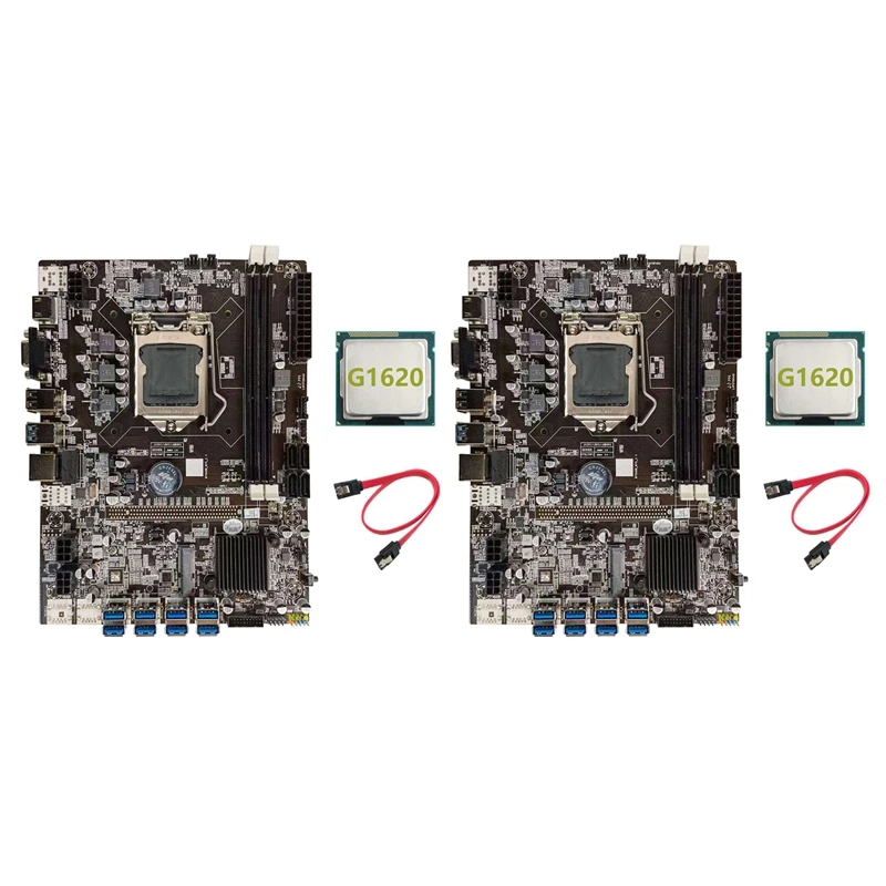 

2X B75 BTC Mining Motherboard+G1620 CPU+SATA Cable LGA1155 8XPCIE USB Adapter DDR3 MSATA B75 USB BTC Miner Motherboard