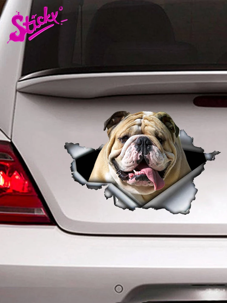Липкий 3D Забавный Английский бульдог Автомобильная наклейка водонепроницаемые