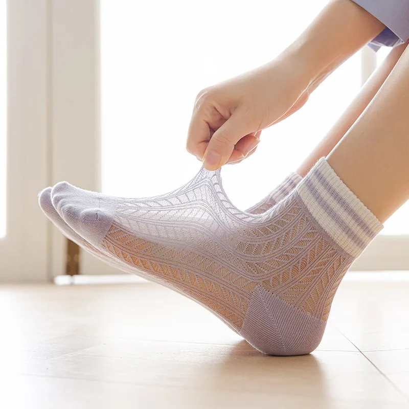 Spring and Summer Thin Breathable Mid-Calf Length Socks Hollow out Mesh Stockings