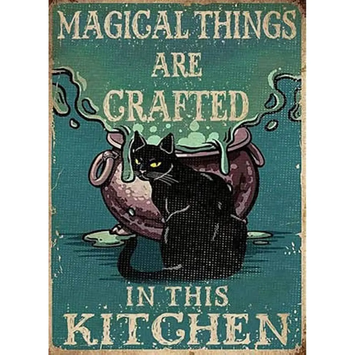 

Metal Tin Signs Metal Sign Cat Art Black Cat Art Retro Black Cat Magical Things Crafted In Kitchen Poster Witch Cat Wall Art