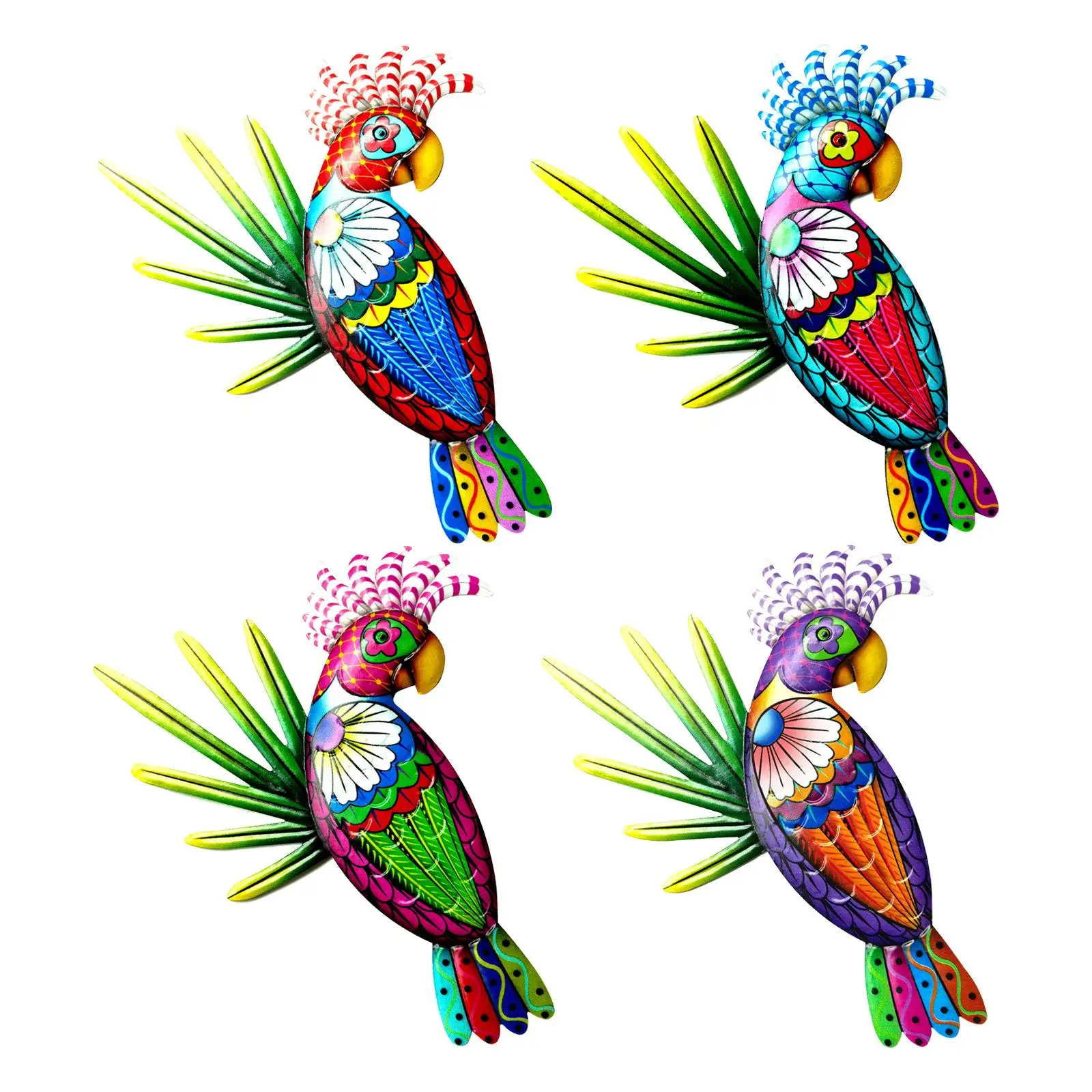 

Металлический Настенный декор в виде попугая, красочные настенные украшения в виде птиц, 3D настенные художественные скульптуры для сада, сп...