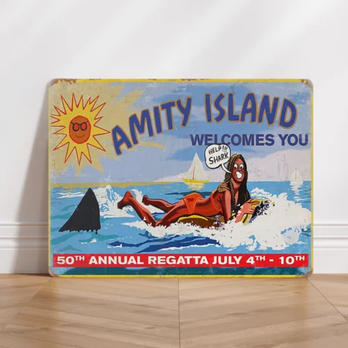 

Металлическая табличка Jaws Movie Amity Island