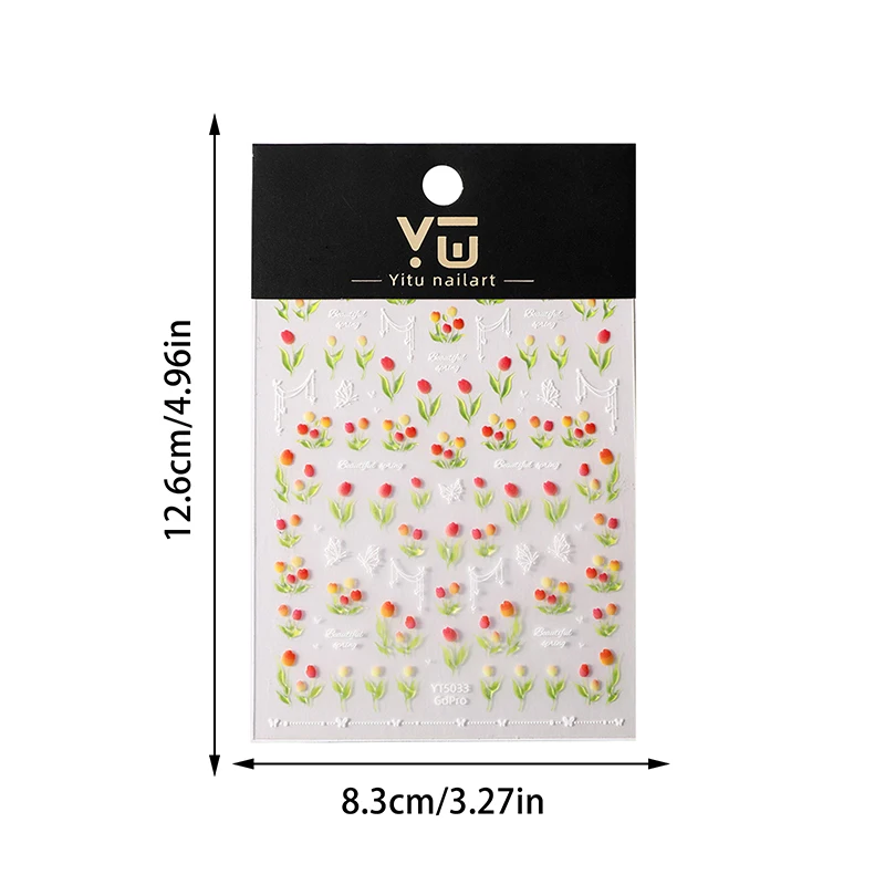 1 Sheet Relief Elegant Tulip Nail Art Stickers Kawaii Flower Adhesive Nail Decorations Decals DIY Manicure Accessories (art.: 3920ccbe12eaf) - 3920ccbe12eaf