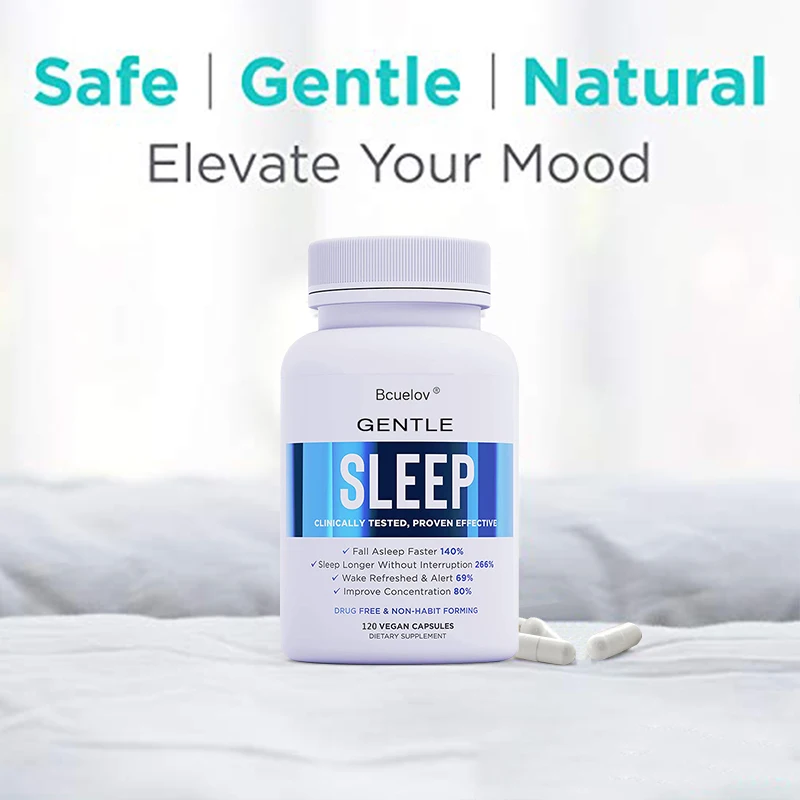 

Bcuelov Natural Sleep Aid | Non-Habit Forming | Sleep Supplement To Extend Sleep and Relieve Stress with Magnesium, Melatonin