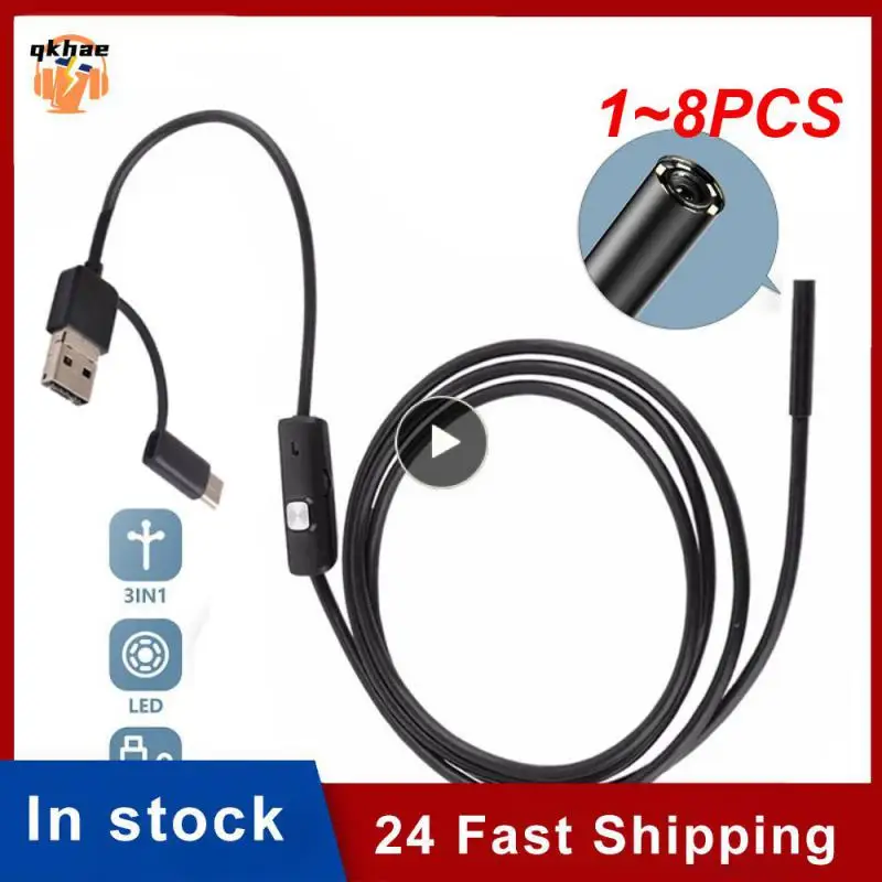 

1~8PCS MM IP67 Waterproof Endoscope Camera 6 LEDs Adjustable USB Android Flexible Inspection Borescope Cameras for Phone PC