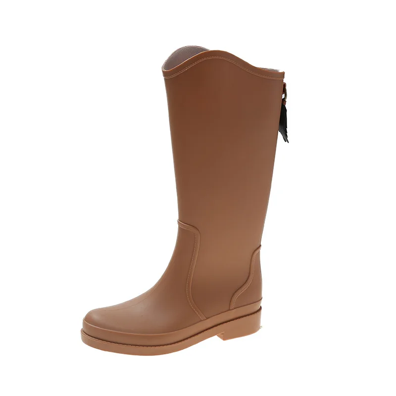 Women Rain Boots Waterproof Non-slip Mid-Calf Water Boots High Soft Tube Warm Women Shoes Fashion Soft Bottom Rain Boots Work