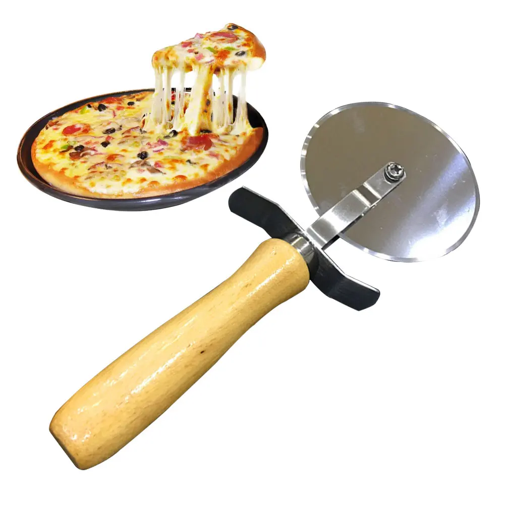 

Лезвие для пиццы, Легкая очистка, деревянная ручка, лезвие из нержавеющей стали, эргономичный прибор для заострения, для дома, ресторана, кух...