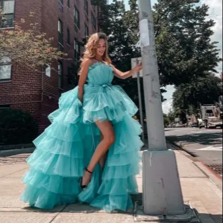 

Aixiangsha Princess Evening Dress Sleeveless Tiered Pleat Caked Gown Prom Cocktail Dress Special Occasion Vestido De Noche