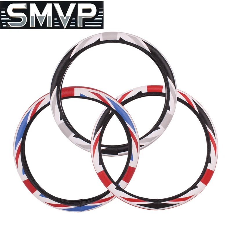 Фото Подходит для автомобильного чехла на руль Portector Leather Union Jack Decor для Mini Cooper One S JCW R55 R56 F60 Countryman Clubman Acc №3