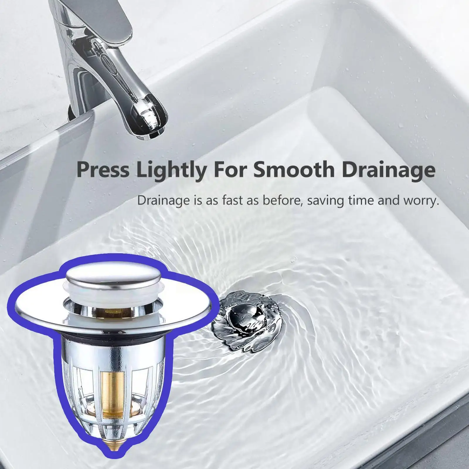 

Basin Steel Up Drain Filter Waterproof Bathroom Sink Filter Stopper Plug Hardware Basin Drain Wash H8T3