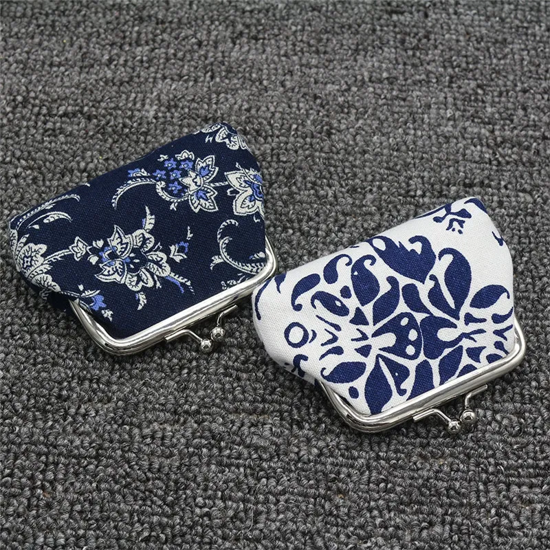 

1 Pc Mini Wallet Lady Retro Vintage Blue &amp White Porcelain Design Small Wallet Coin Purse Women Hasp Purse Clutch Bag Girls