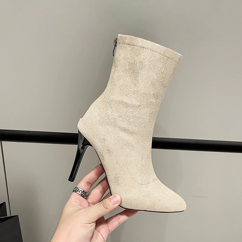 

9CM Stiletto Simple Fashion Elastic Socks Boots Women's Knitted Socks Boots Are Thin Women's Autumn and Winter Nude Boots