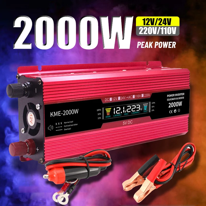 

Inverter 12v 220v Pure Sine Wave 24v/220V 12v/110V DC To AC Peak 2000W 1000W 500W Portable Power Bank Converter Solar Inverter