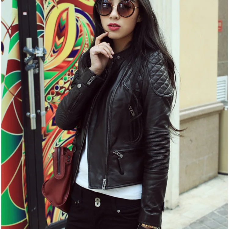 2023 Spring and autumn new women's belt small leather coat short leather jacket fashion coat
