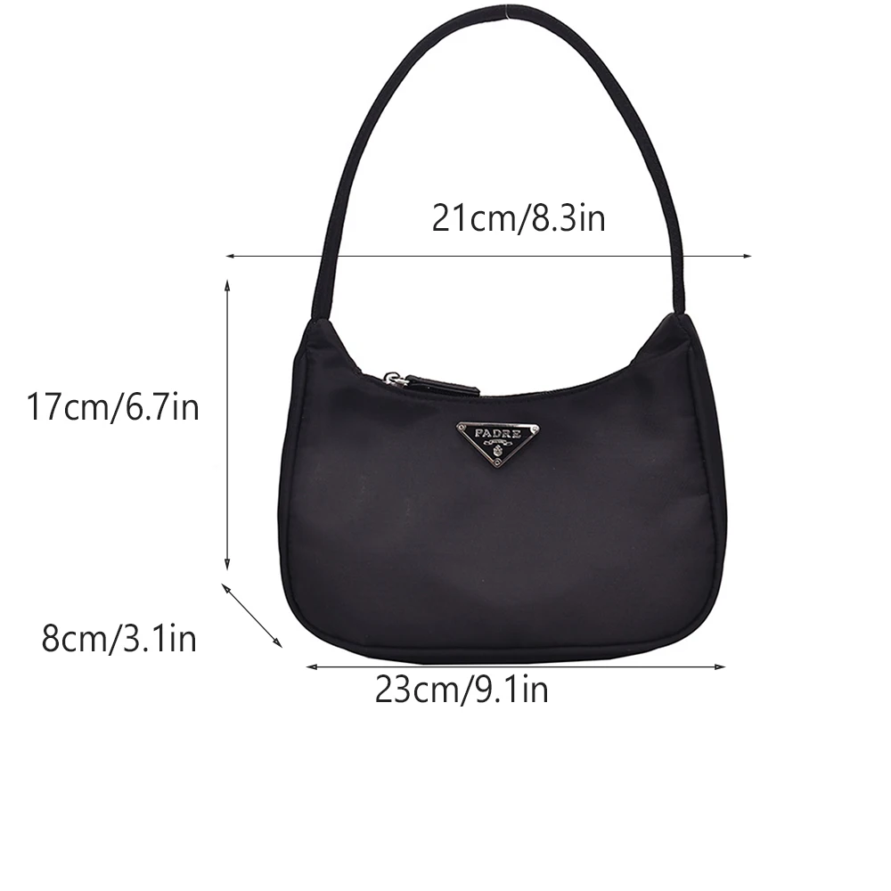 Shoulder Handbag Bag for Women 2023 New Fashion Handheld Small Black Bag Casual Nylon Fabric One Shoulder Underarm Bag