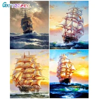 gatyztory diy pictures by number boat kits home decor painting by numbers scenery drawing on canvas handpainted art gift