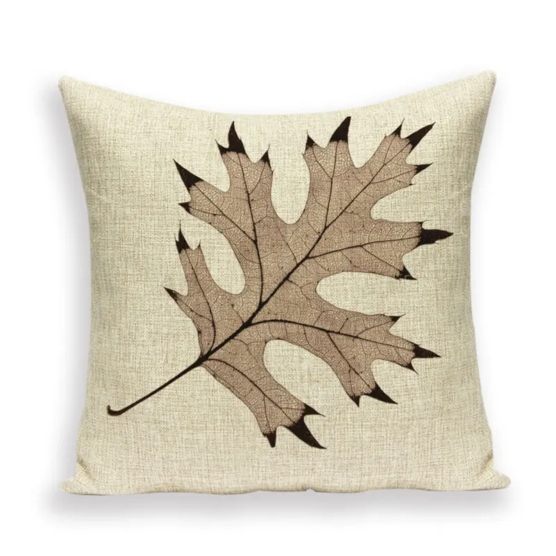 

Cushion Cover Scandinavian Maple Leaves Black Pillow Cases Wedding Linen Printed Home Sofa Decor Almofada Housses De Coussin