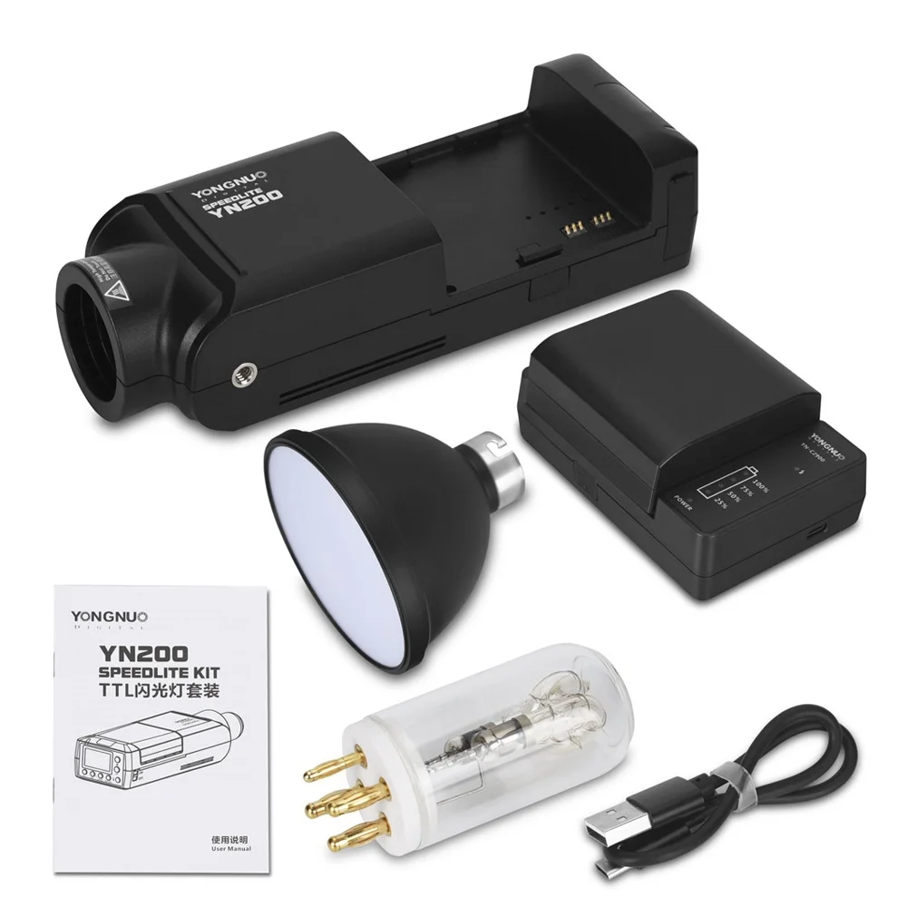 

YONGNUO YN200 TTL HSS 2,4G 200W литиевая батарея с USB Type C, совместимая (YN560-TX II)/YN560-TX Pro/YN862 для Canon Nikon