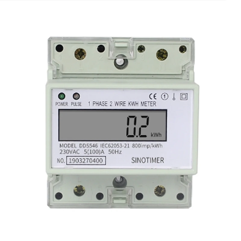 

1 PCS Electric Single Phase Two Wire Energy Meter Kwh Counter 100A Consumption Analog Electricity Wattmeter (B)