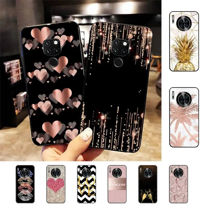 

Love Rose Gold Style Phone Case For Huawei Nova 3I 3E mate 20lite 20Pro 10lite Luxury funda case