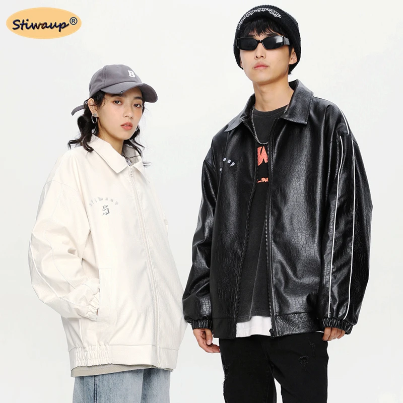 

Куртка мужская Кожаная Мотоциклетная в стиле хип-хоп