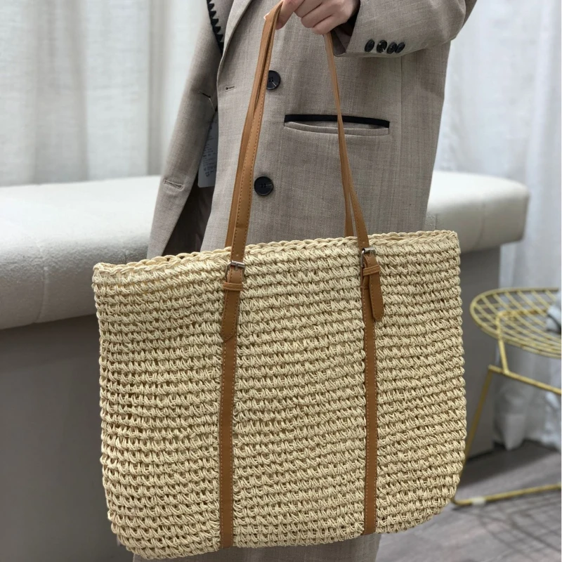 Новая соломенная сумка-тоут большой емкости трендовая пляжная тканая сумка