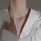 LATS Новый элегантный серебристый блестящий цвет ожерелья бабочки женские изысканные двухслойные ключицы цепи ожерелье ювелирные изделия подарок