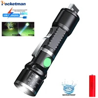 pocketman led flashlight portable usb direct charging flashlights waterproof torch zoomable torch 3 switch modes flash light
