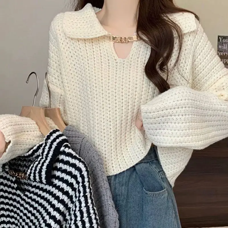 Корейская версия ажурный пуловер свитер для женщин осень-зима ленивый стиль