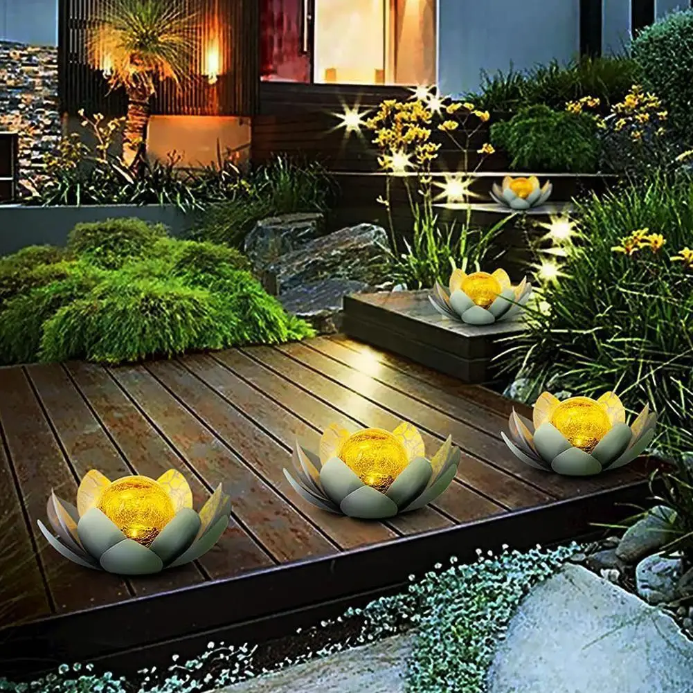 

Lotu Flower Solar Light Led Garden Solar Lamp Outdoor Waterproof Decoration Glass Pathway Lawn Cracked Patio P5t6