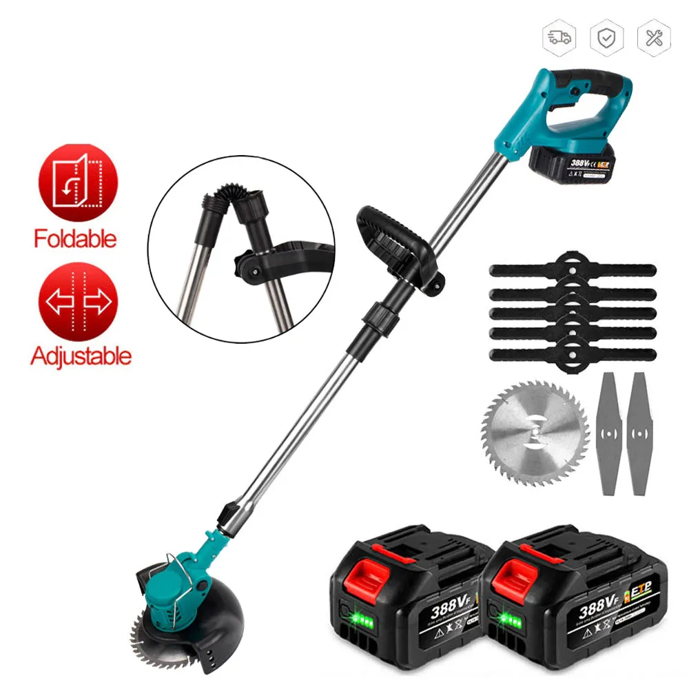 

1500W Electric Lawn Mower Length Adjustable Foldable Cordless Handheld Rechargeable Garden Shrub Pruner For Makita 18V Battery