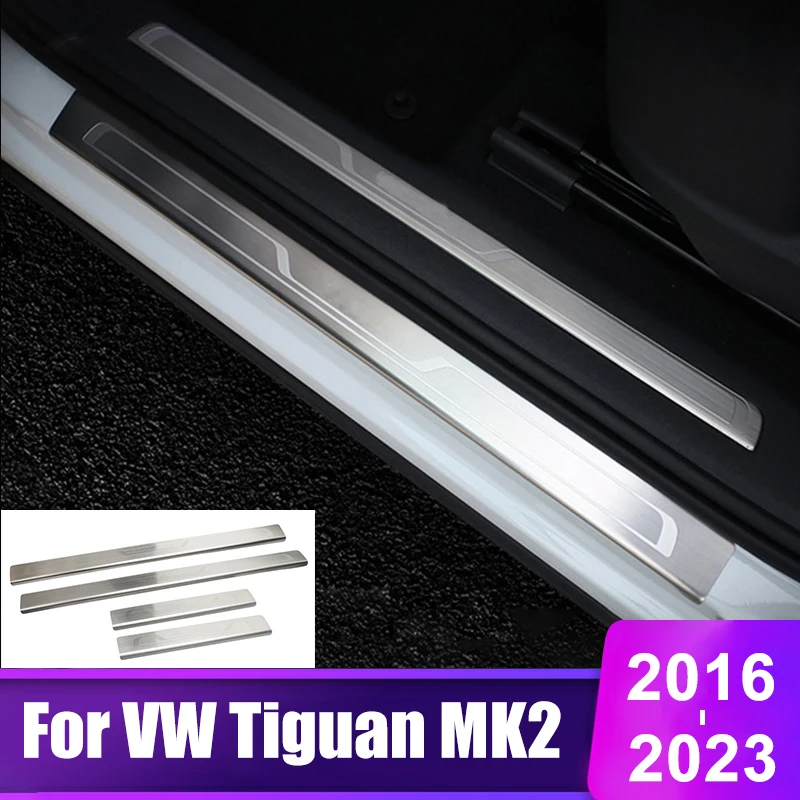 

Накладка на порог автомобиля для Volkswagen VW Tiguan MK2 2016 2017 2018 2019 2020 2021 2022 2023 защитные аксессуары
