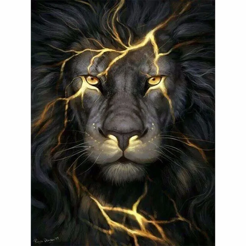 

Алмазная живопись с молнией и львом, алмазная вышивка «сделай сам» для гостиной