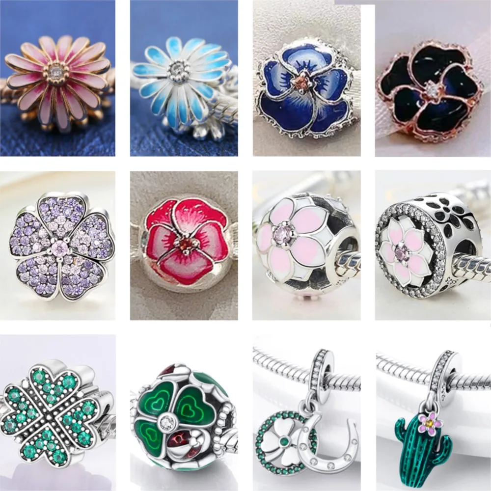 

Женские серебряные бусины-шармы «цветы»