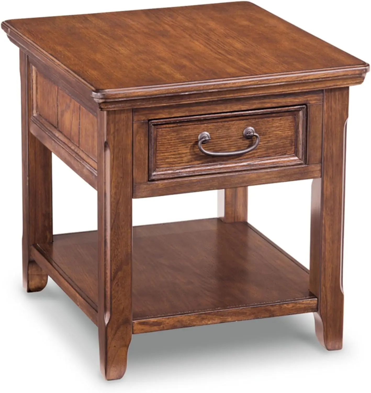 

Traditional Square End Table with Drawer, Dark Brown