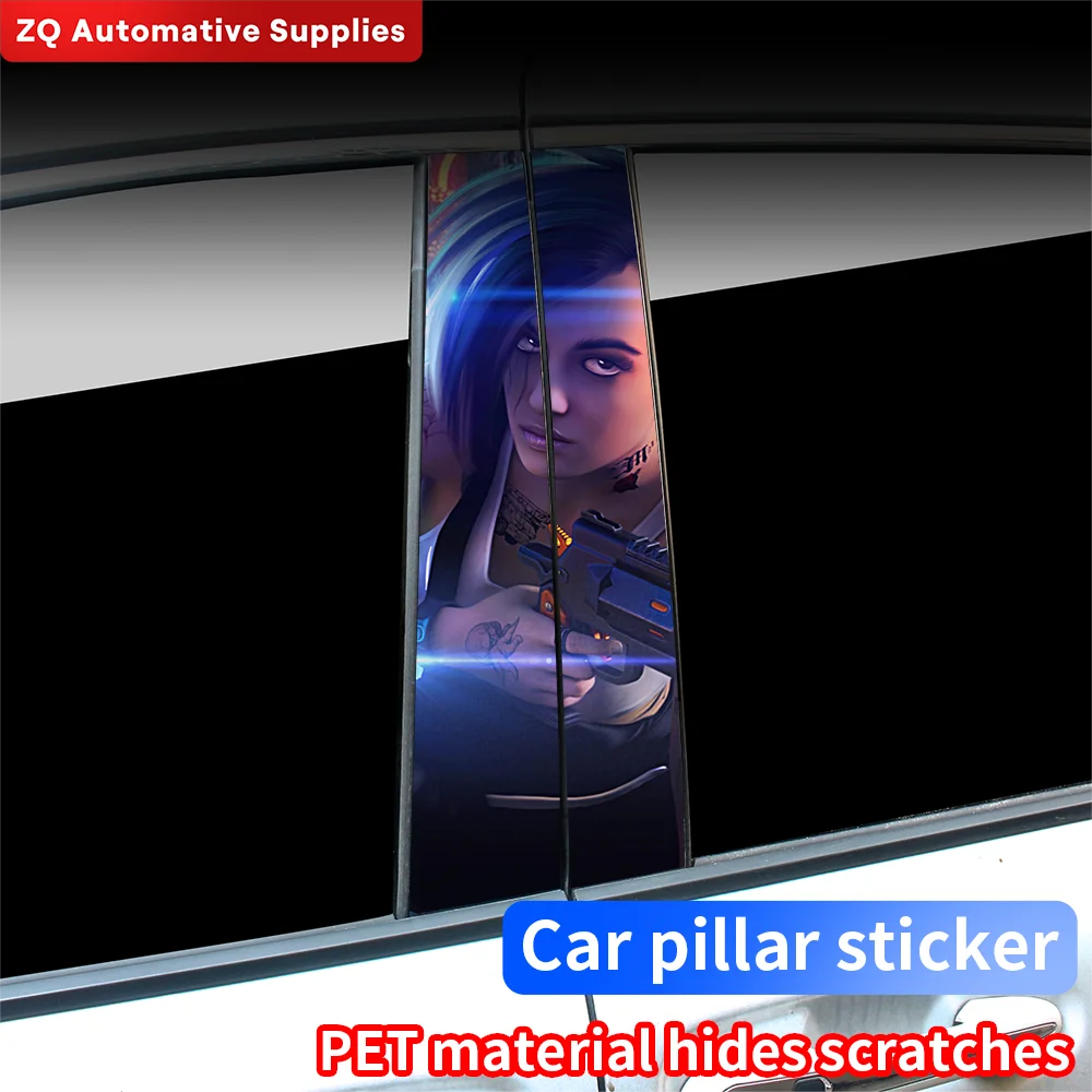 Cyberpunk Beauty Eyes Car Stickers B-pillar Vinyl Decals Waterproof Auto Center Pillar Sticker Cover Scratches Vehicle Decor
