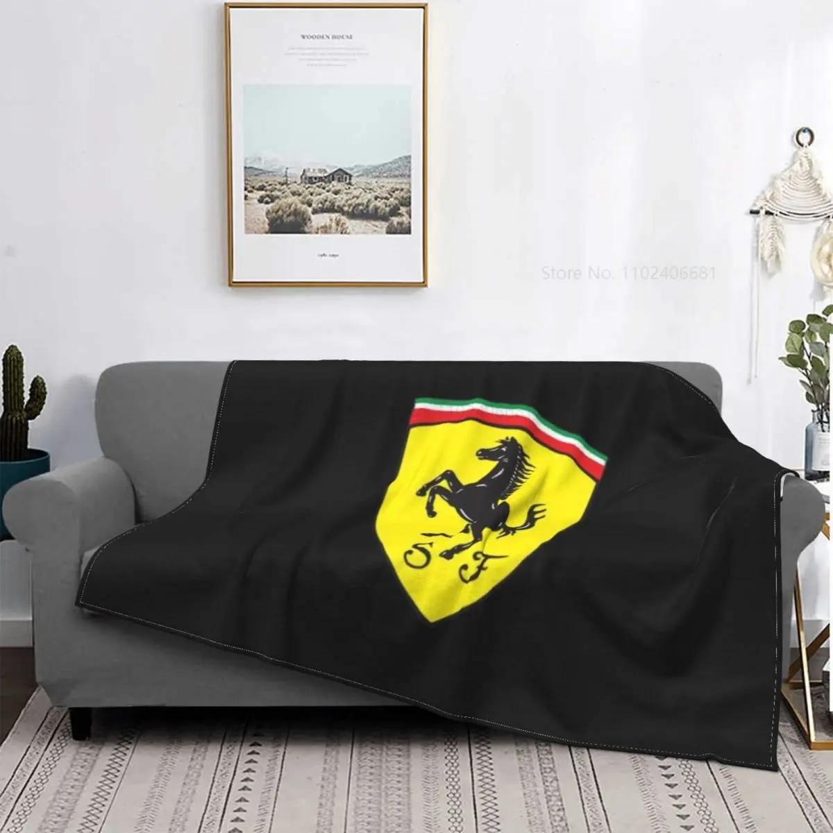 

Ferrari Sports car LOGO Auto Air Conditioning Blanket Soft Warm Light Thin Blanket Cars Italy Red Horse Pony